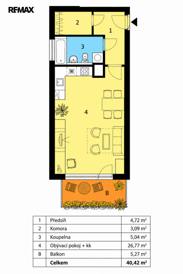 Pronájem bytu 1+kk, 40,42 m2, Praha